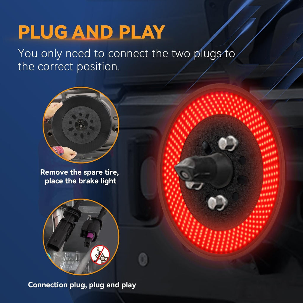 Spare Tire Brake Light for 2018-2024 Jeep Wrangler JL JLU, 6 Ring 405PCS LED ...