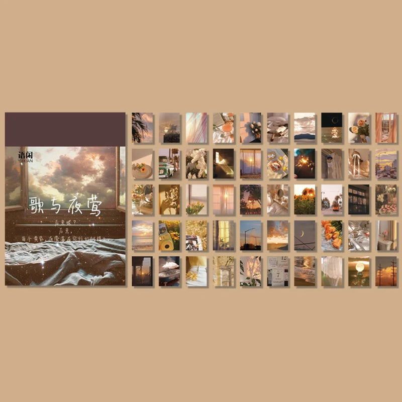 Yoofun 50 Sheets Natural Scenery&Art Paintings Stationery Stickers Book Aesthetic Landscape Cute Scrapbooking Planner Journaling