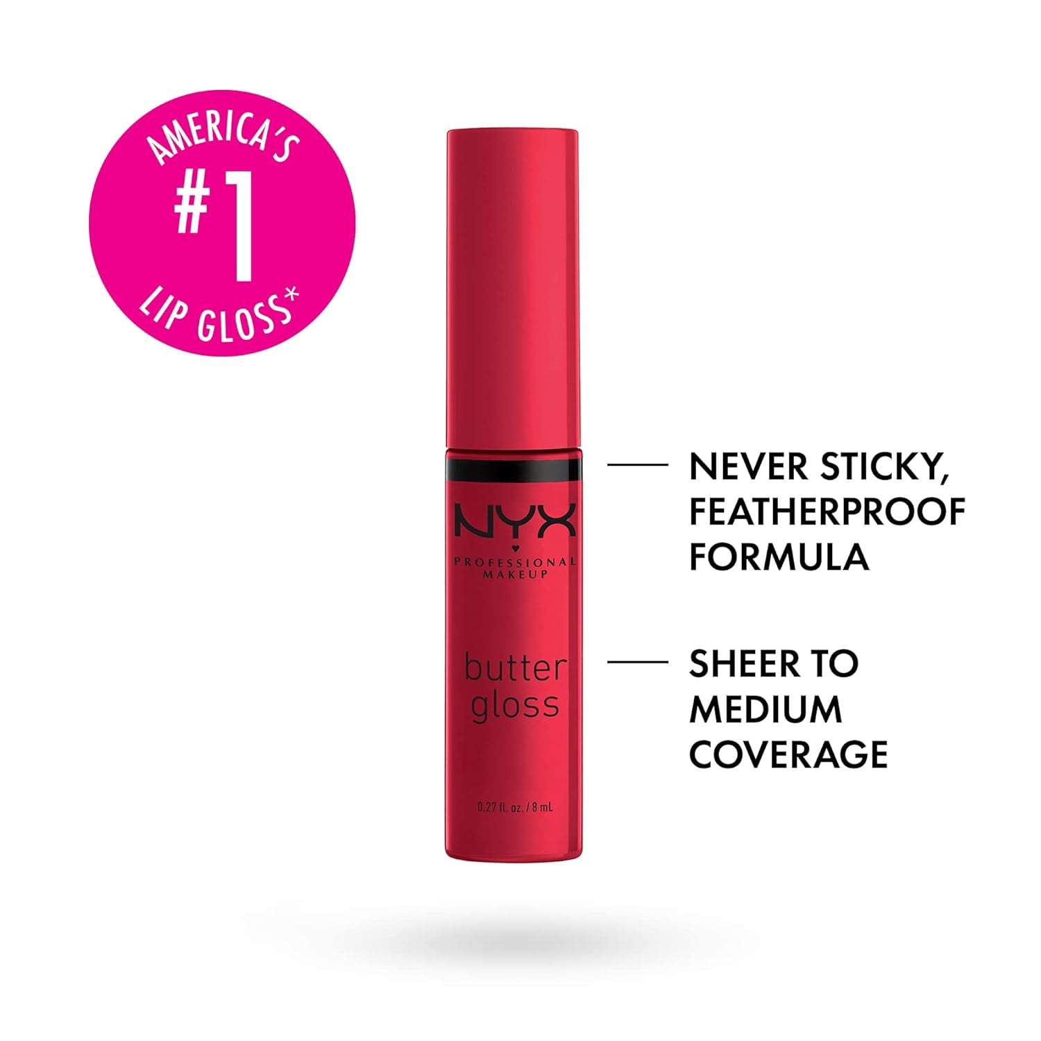 Butter Gloss Non-Sticky Lip Gloss Red Velvet Deep Red & Eclair Pink