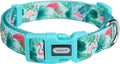 Adjustable Dog Collar, Durable Nylon Collars for Large Female Male Dogs & Puppies, Flamingo Print Cute and Soft