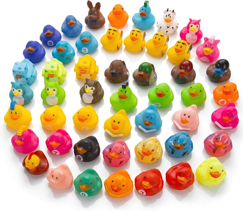 50 Pcs Mini Rubber Ducks Bulk Jeep Ducks for Ducking– Floating Baby Bath Toys for Kids & Toddlers, Small Duckies for Pool Parties, Summer Party Favors Bulk, Baby Showers