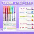 6 PCS Kawaii Flowers Line Shaped Highlighter Pens Roller Tip Curve Liner Marker for Writing Journaling Drawing Stationery