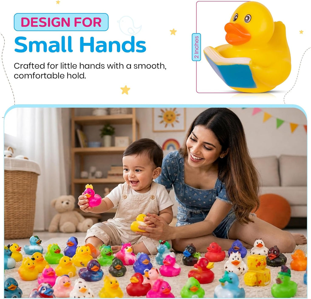 50 Pcs Mini Rubber Ducks Bulk Jeep Ducks for Ducking– Floating Baby Bath Toys for Kids & Toddlers, Small Duckies for Pool Parties, Summer Party Favors Bulk, Baby Showers