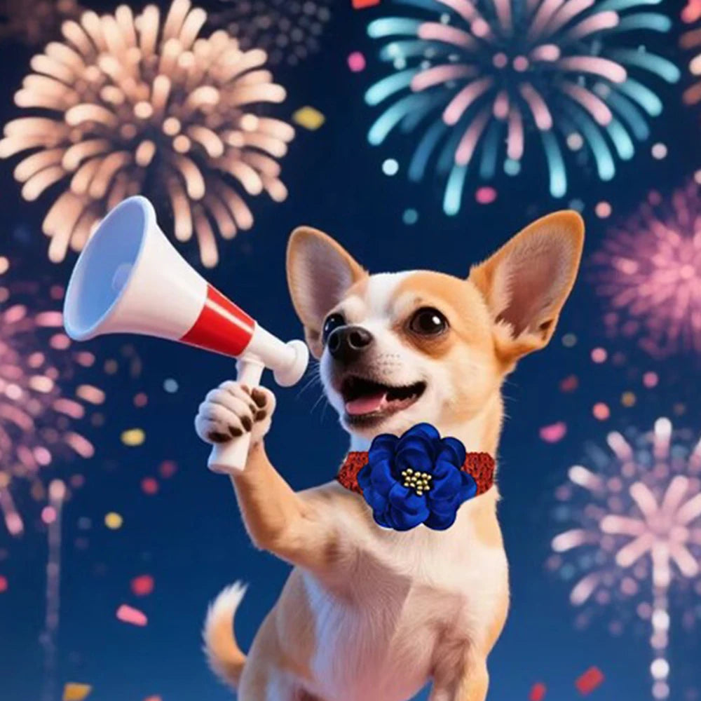 30/50Pcs Fashion Pet Dog Flowers Bowtie with Elastic Band 4Th of July Dog Grooming Product for Small Middle Large Dog Bowties