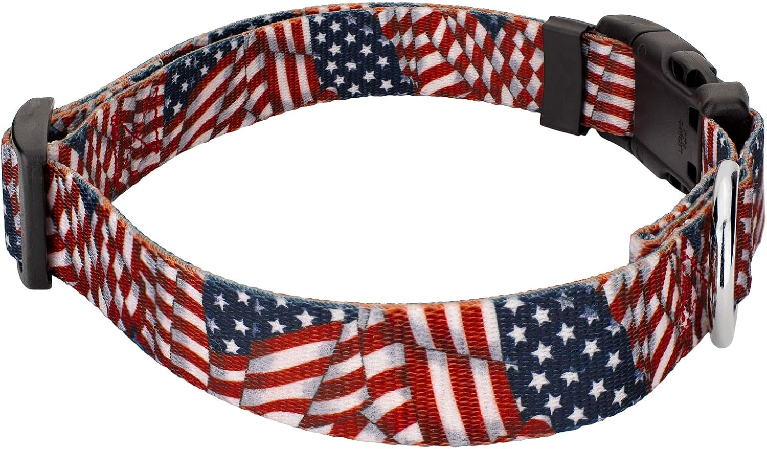 Country Brook Petz 1 Inch Everyday Adjustable Dog Collar for Small, Medium, Large Breeds - Americana Collection with Patriotic Designs (Patriotic Tribute, Medium)