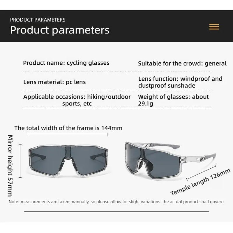 One Piece Cycling Sunglasses for Men Women, UV400 Protection Windproof Colorful Mirrored Sports Eyewear for MTB Road Bike Riding Driving Outdoor Activitie