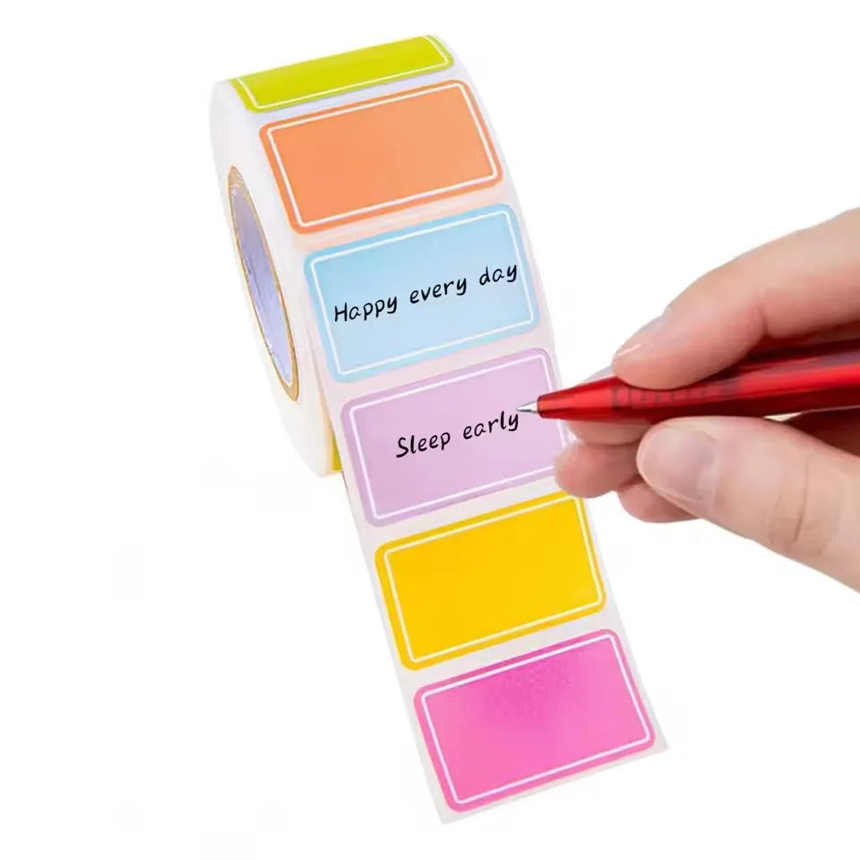 Random Colors 1.5*2.5Cm Colorful Labels Handwritten Stickers Waterproof Self-Adhesive Journaling Stickers Writable Classification Markers Name Tags