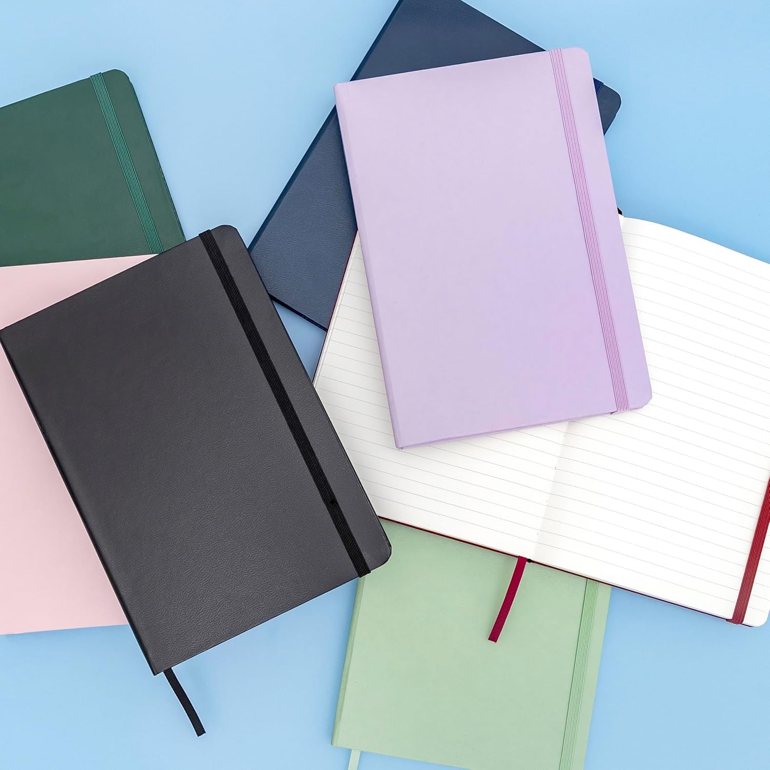 Lined Journal Notebook, Hardcover Journal for Women & Men, 160 Pages, (5.6 in X 8 In), College Ruled Journaling Notebook for Work, School Supplies & Note Taking, (Sky Blue)